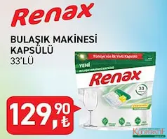 RENAX BULAŞIK MAKİNESİ TABLETİ/KAPSÜLÜ 33'LÜ RENAX BULAŞIK MAKİNESİ TABLETİ/KAPSÜLÜ 33'LÜ